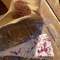 Cheesecake and raspberry power ball  at The Green Moustache in Squamish