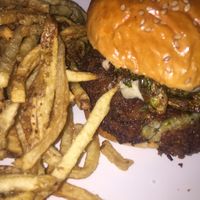 fava bean + quinoa burger.  at Hampton + Hudson in Atlanta