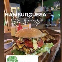 LA PAZ burger
Milanese with lentils, cheese, pineapple chutney, caramelized onion, chilorio, tofu with turmeric, avocado, mixed leaves, tomato and smoked chili dressing. at Marcial by Mako in Cabo San Lucas
