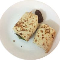 Falafel laffa (plated at home) at Hummus Kitchen in New York City