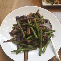 green beans and eggplant stir fry at De Kade in Rotterdam