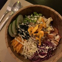 Vegan poke bowl (they didn’t have avocado)  at Happy Banana in 