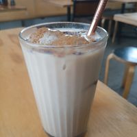Iced chai with oat milk at Mama-P in Charlestown