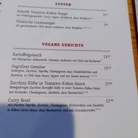 Menu vegan dishes at Cafe Lulu in Hannover