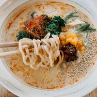 Spicy Wan Tan Ramen at The Workshop Vegetarian Cafe in North Vancouver