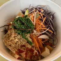 Veggies and Cashew Sauce at The Workshop Vegetarian Cafe in North Vancouver