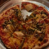 Vegetarian pizza made vegan!  at Cargo Bar Pizza Lounge in Hobart