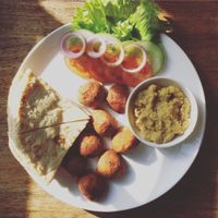 Falafel plate with hummus  at Sarangi Vegetarian Restaurant in Kathmandu