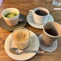 Almond milk pudding and matcha tiramisu  at Fukamidori in Fukui