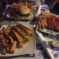 tacos, burger, and schnitzel  at Rocket bar in Buenos Aires
