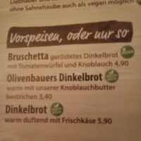 Menu at Beim Olivenbauer in Fuessen