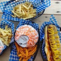 burgers and hot dog at Marvin's Burgers in Playa Del Carmen