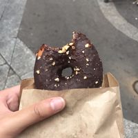 chocolate donut at Shakespeare and Company Cafe in Paris