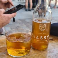 Vegan cider at Shakespeare and Company Cafe in Paris