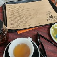 tea and soy latte at Shakespeare and Company Cafe in Paris