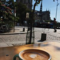 Views from outdoor seating at Shakespeare and Company Cafe in Paris