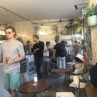 Inside at Shakespeare and Company Cafe in Paris