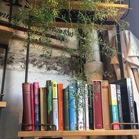 The atmosphere  at Shakespeare and Company Cafe in Paris