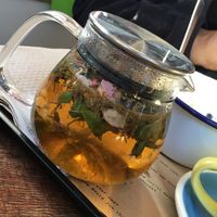 Herbal / tricolore tea with fresh herbs  at Shakespeare and Company Cafe in Paris