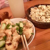 Korean Fried Cauliflower (no sauce) and Nori popcorn  at Dashi in Durham