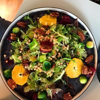 Vegan salad option with Brussels sprouts, pecans and cranberries  at Vers in Maastricht