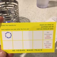 Rewards card at Loving Hut in Garden Grove