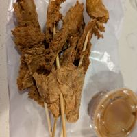 Meat on a stick at Loving Hut in Garden Grove