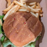 Cheeseburger meal at Loving Hut in Garden Grove