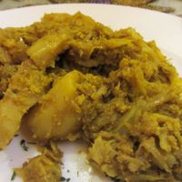 no. 33 aloo gobi (cauliflower, potatoes, northern Indian masala sauce, onions, garlic, ginger, tomatoes, spices) & dal (red lentils, spice mix, sauce without butter) with basmati rice at Star of India in Saarbrucken