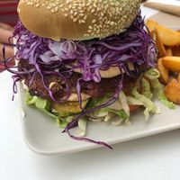 The 'massive' burger at Delicias y Namaste in Fuerteventura