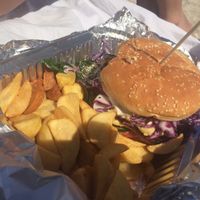 Double buger w/potatoes at Delicias y Namaste in Fuerteventura