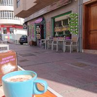 Vegan cappuccino at Delicias y Namaste in Fuerteventura