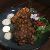 Corn and Banana Flower fritters at Holy Basil Thai in Croydon