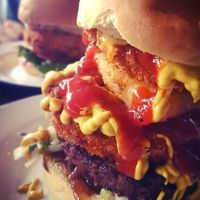 American Badass Burger with added Crispy Chicken at Soul Burger in Glebe