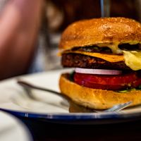 BBQ BACON -
Plant-based Beef, Baby Cos Lettuce, Tomato, Spanish Onions, Plant-based Bacon, BBQ Sauce and Herbed Mayo at Soul Burger in Glebe