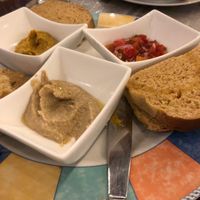 Pumpkin dip, hummus, salsa at La Redaccion in Trinidad