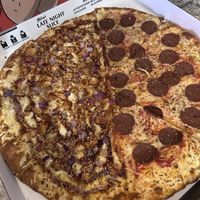 Half fake ass chicken and fake ass pepperoni   at Mikey's Late Night Slice in Columbus