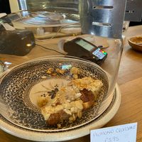 Vegan almond croissant  at Pilgrims Coffee House in Lindisfarne