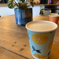 A very welcome oat chai latte on a chilly Northumberland day!  at Pilgrims Coffee House in Lindisfarne