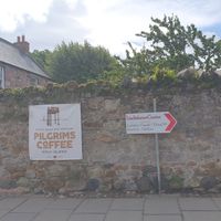 . at Pilgrims Coffee House in Lindisfarne