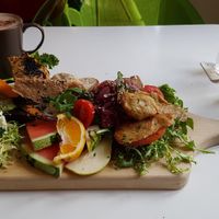 Vegan brunch platter at Cafe Mair's in Fredericia