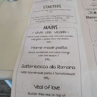 Menu in English at Cafe Mair's in Fredericia