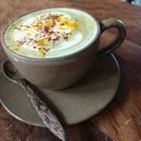 matcha latte at Vibe Cafe in Siem Reap