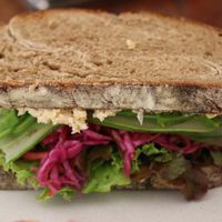 Chickpeas and veg sandwich at Vibe Cafe in Siem Reap