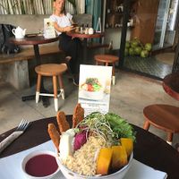 Outdoor seating at Vibe Cafe in Siem Reap