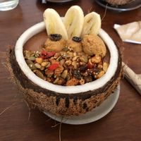 Delicious chocolate smoothie. Peanut butter balls. Love it! at Vibe Cafe in Siem Reap