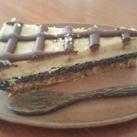 Salted Caramel Chocolate Slice....wasn't my favorite. Tasted like straight dates at Vibe Cafe in Siem Reap