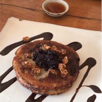 Peanut butter and chocolate pancakes  at Vibe Cafe in Siem Reap