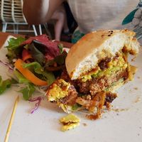 Veggie burger at Vibe Cafe in Siem Reap