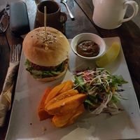 Vegan burger at Vibe Cafe in Siem Reap